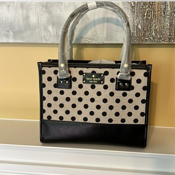 (NWT) Kate Spade Belletown Quinn Natural/BlackSpot Purse - Picture 1 of 8